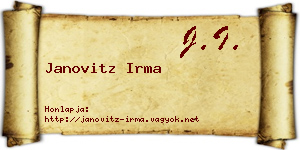 Janovitz Irma névjegykártya